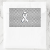 Sticker Rectangulaire Chrome White Ribbon Sensibilisation Fibre de carbo (Sac)