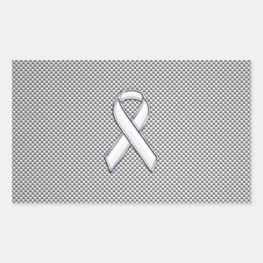 Sticker Rectangulaire Chrome White Ribbon Sensibilisation Fibre de carbo (Devant)