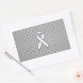 Sticker Rectangulaire Chrome White Ribbon Sensibilisation Fibre de carbo (Enveloppe)
