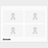 Sticker Rectangulaire Chrome White Ribbon Sensibilisation sur Checkers I (Feuille)