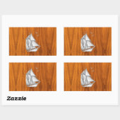 Sticker Rectangulaire Chromes Silver like Sailboat on Teak Veneer (Feuille)