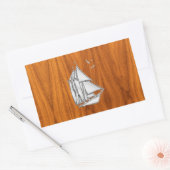 Sticker Rectangulaire Chromes Silver like Sailboat on Teak Veneer (Enveloppe)