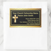 Sticker Rectangulaire Church Pastor Classy Gold et Black Business (Sac)