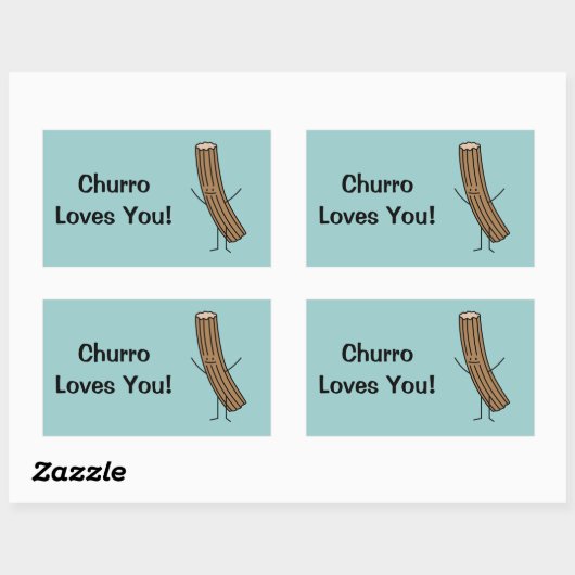 Sticker Rectangulaire Churro T'Aime ! (Feuille)