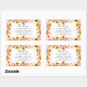 Sticker Rectangulaire chute d'aquarelle fleurs merci infos commerciales (Feuille)