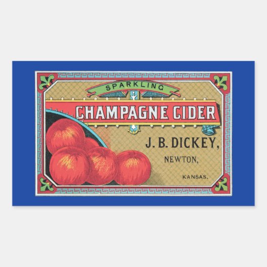 Sticker Rectangulaire Cidre de Champagne Vintage Pomme Crate (Devant)