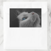 Sticker Rectangulaire Ciel étoilé noir & blanc chat avec yeux bleus (Sac)