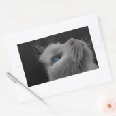 Sticker Rectangulaire Ciel étoilé noir & blanc chat avec yeux bleus (Enveloppe)