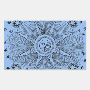 Sticker Rectangulaire Ciel Nocturne Antique Étoiles Solaires Zodiaque Mé