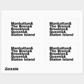 Sticker Rectangulaire Cinq Boroughs ~ New York (Feuille)