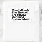 Sticker Rectangulaire Cinq Boroughs ~ New York (Sac)