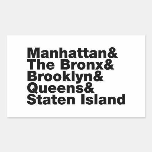 Sticker Rectangulaire Cinq Boroughs ~ New York (Devant)