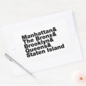 Sticker Rectangulaire Cinq Boroughs ~ New York (Enveloppe)