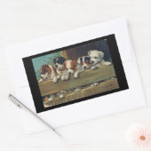 Sticker Rectangulaire Cinq Chiots Beagles (Enveloppe)