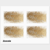 Sticker Rectangulaire Cinquante et fabuleux Faux Gold Foil avec nom (Feuille)