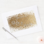 Sticker Rectangulaire Cinquante et fabuleux Faux Gold Foil avec nom (Enveloppe)