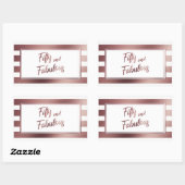 Sticker Rectangulaire Cinquante et fabuleux Faux Rose Gold & White Strip (Feuille)