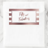 Sticker Rectangulaire Cinquante et fabuleux Faux Rose Gold & White Strip (Sac)