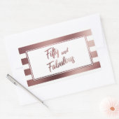 Sticker Rectangulaire Cinquante et fabuleux Faux Rose Gold & White Strip (Enveloppe)