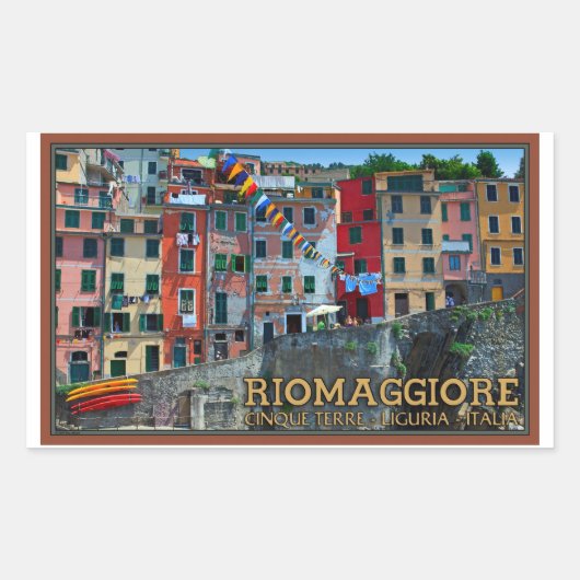 Sticker Rectangulaire Cinque Terre - Maisons Riomaggiore (Devant)