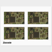 Sticker Rectangulaire Circuit imprimé vert macro | Photo de PCB (Feuille)