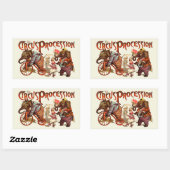 Sticker Rectangulaire Cirque Procession Eléphant Art antique (Feuille)