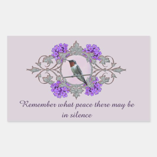 Sticker Rectangulaire Citation de Desiderata et colibri pacifique (Devant)