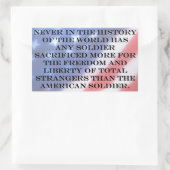 Sticker Rectangulaire Citation du drapeau américain du soldat patriotiqu (Sac)