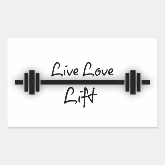 Sticker Rectangulaire Citation Fitness : Live Love Lift (Devant)