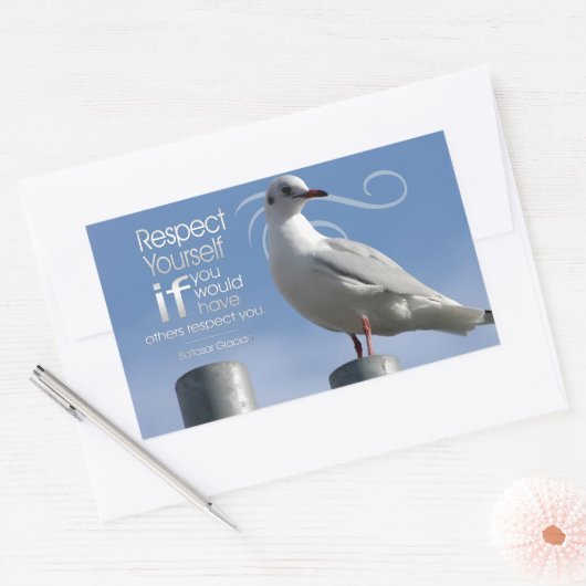 Sticker Rectangulaire Citation Inspirationnelle Baltasar Gracian "Respec (Enveloppe)