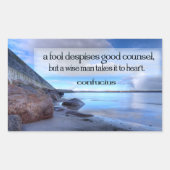 Sticker Rectangulaire Citation Inspirationnelle Confucius "Bon conseil" (Devant)