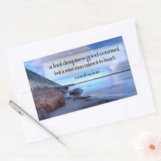 Sticker Rectangulaire Citation Inspirationnelle Confucius "Bon conseil" (Enveloppe)