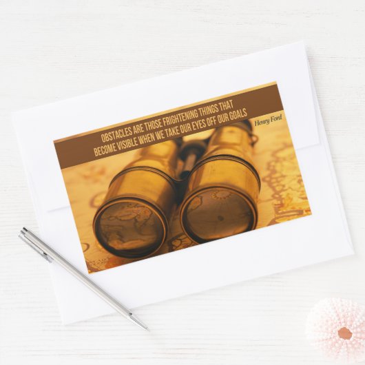 Sticker Rectangulaire Citation Inspirationnelle de Henry Ford "Obstacles (Enveloppe)