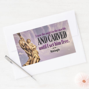 Sticker Rectangulaire Citation Inspirationnelle de Michel-Ange "Angel sc