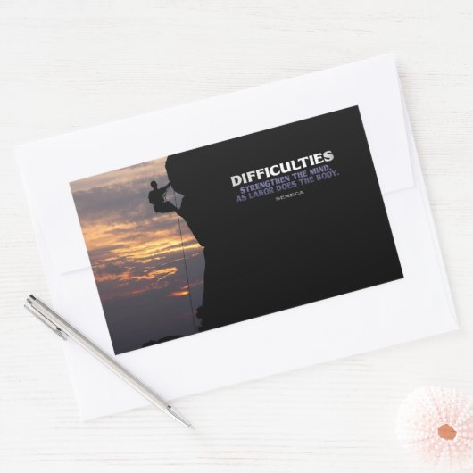 Sticker Rectangulaire Citation Inspirationnelle Seneca "Difficultés" (Enveloppe)