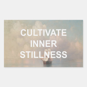 Sticker Rectangulaire Citation Texte Mindfulness + peinture Vintage du p
