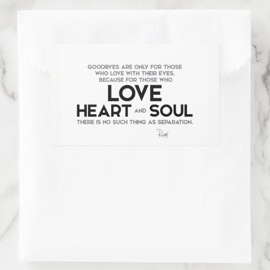 Sticker Rectangulaire CITATIONS : Rumi : Goodbyes, séparation (Sac)