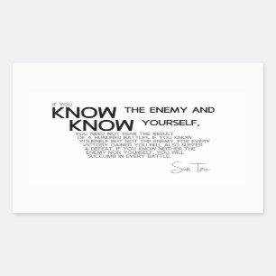 Sticker Rectangulaire CITATIONS : Sun Tzu : Sachez l'ennemi et vous-mêm