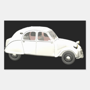 Sticker Rectangulaire Citroen blanc 2CV