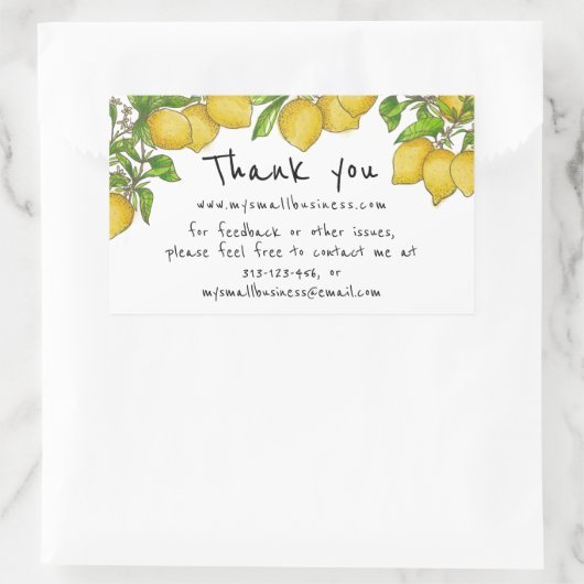Sticker Rectangulaire citrons aquarelles merci pour vos informations com (Sac)