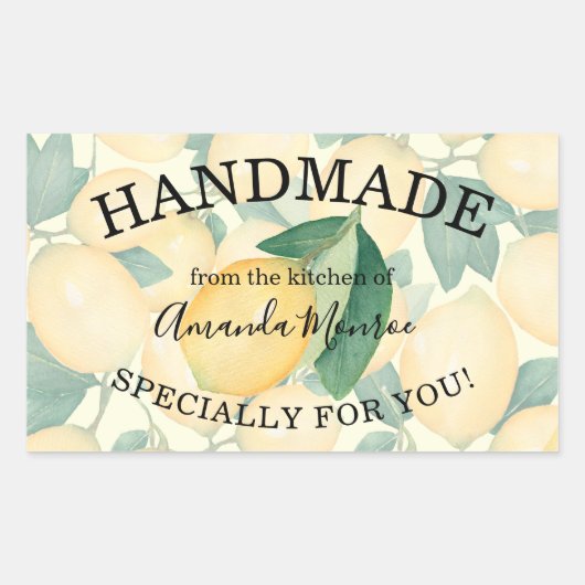 Sticker Rectangulaire Citrons et Feuilles rustiques (Devant)