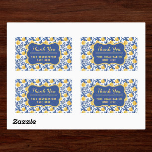 Sticker Rectangulaire Citrons jaunes Bleu Méditerranée Amalfi Merci