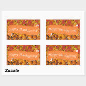 Sticker Rectangulaire Citrouille bon thanksgiving et feuilles d'automne (Feuille)