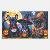 Sticker Rectangulaire Citrouille de Bulldogs de France noire Halloween d (Devant)