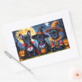 Sticker Rectangulaire Citrouille de Bulldogs de France noire Halloween d (Enveloppe)