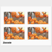 Sticker Rectangulaire Citrouille halloween Jack-o'-lantern orange citrou (Feuille)