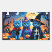 Sticker Rectangulaire Citrouille russe Blue Cats Halloween drôle (Devant)