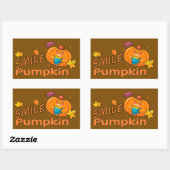 Sticker Rectangulaire Citrouille Sourire (Feuille)
