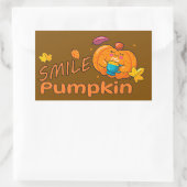 Sticker Rectangulaire Citrouille Sourire (Sac)