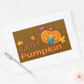 Sticker Rectangulaire Citrouille Sourire (Enveloppe)